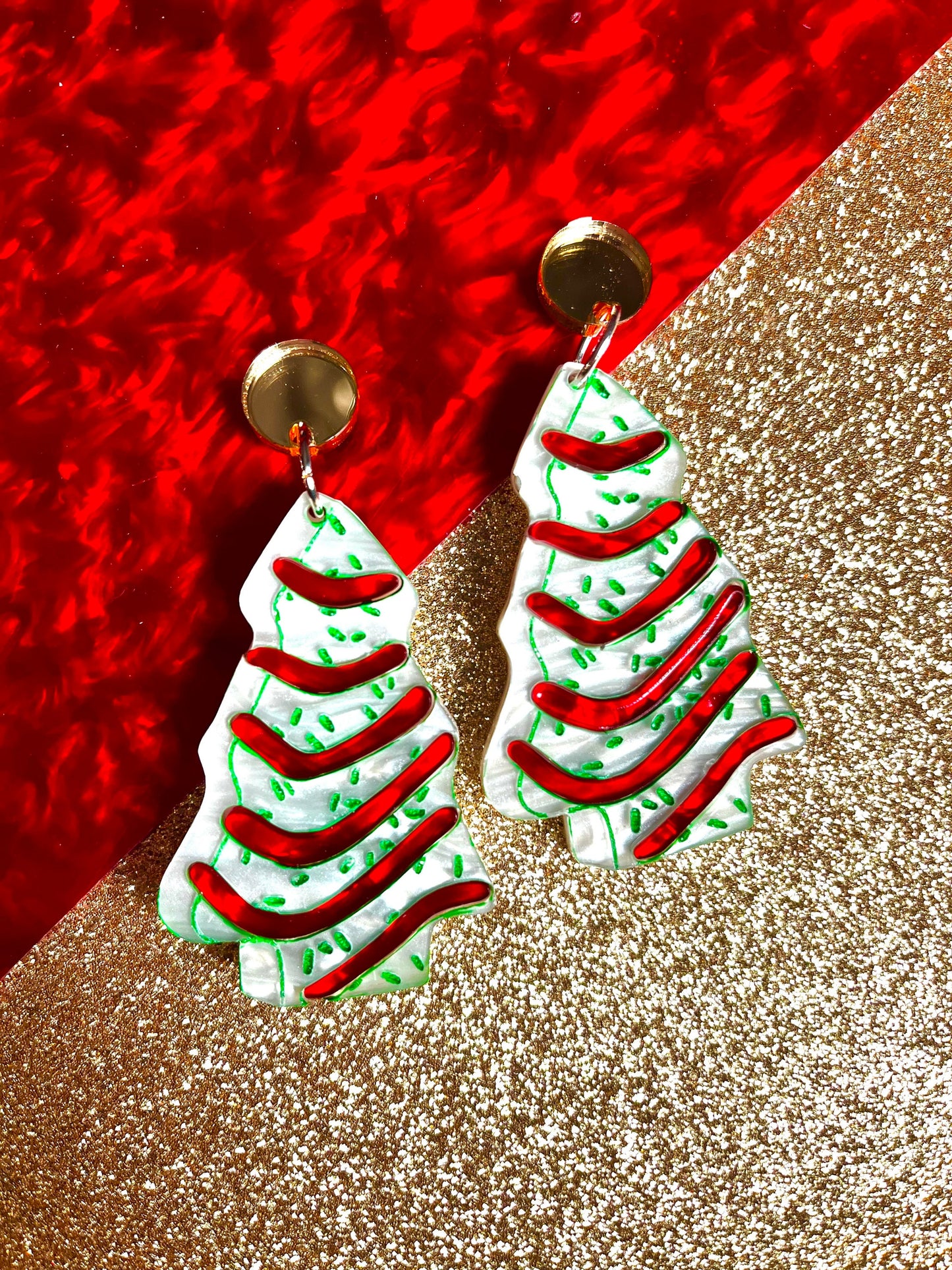 Christmas tree cake earrings