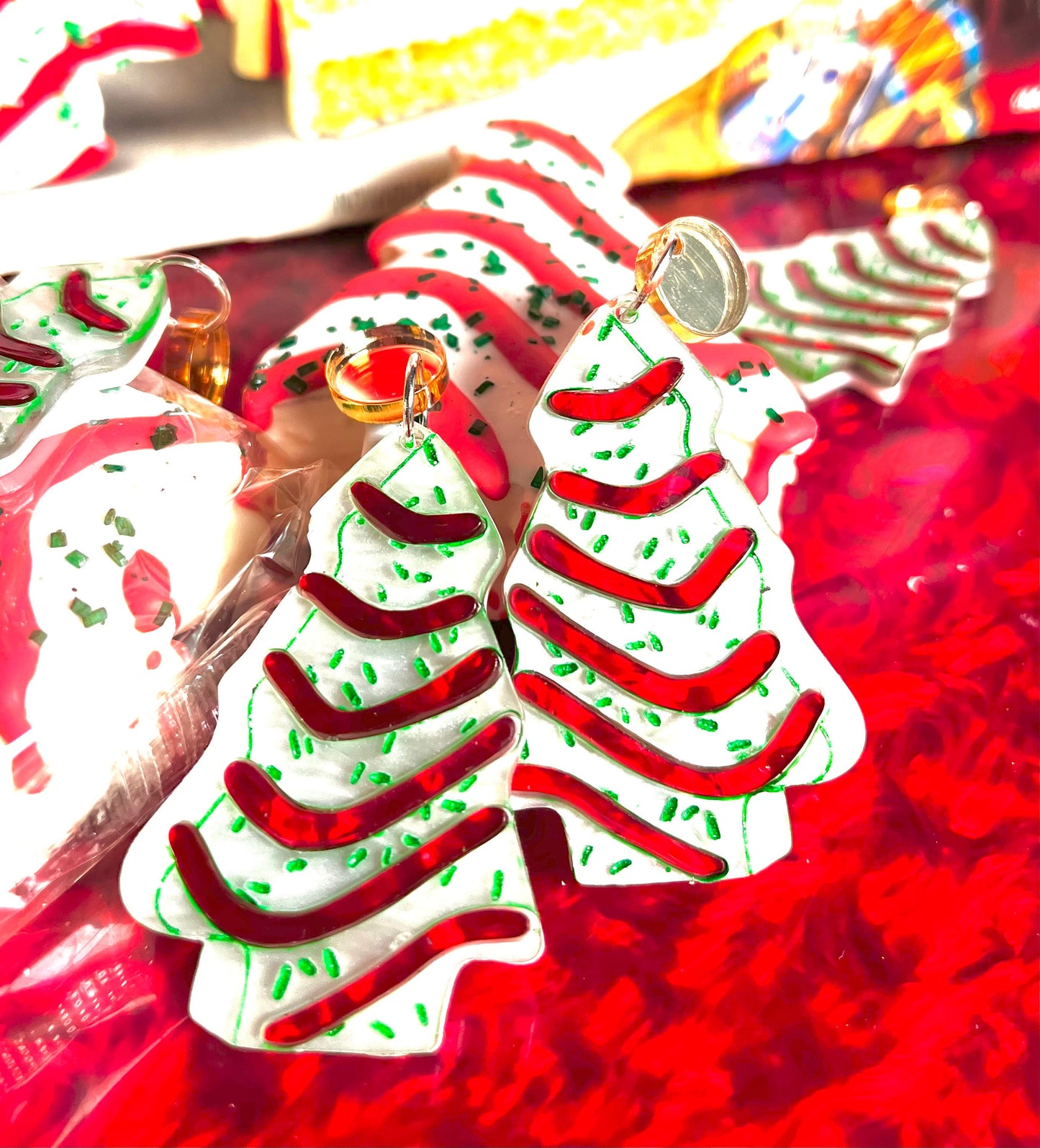 Christmas tree cake earrings