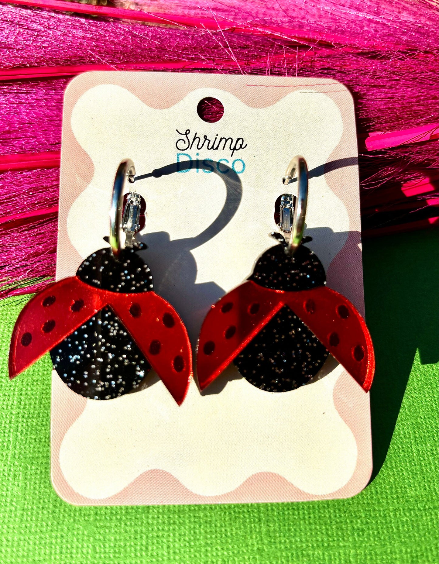 Lucky ladybug acrylic earrings