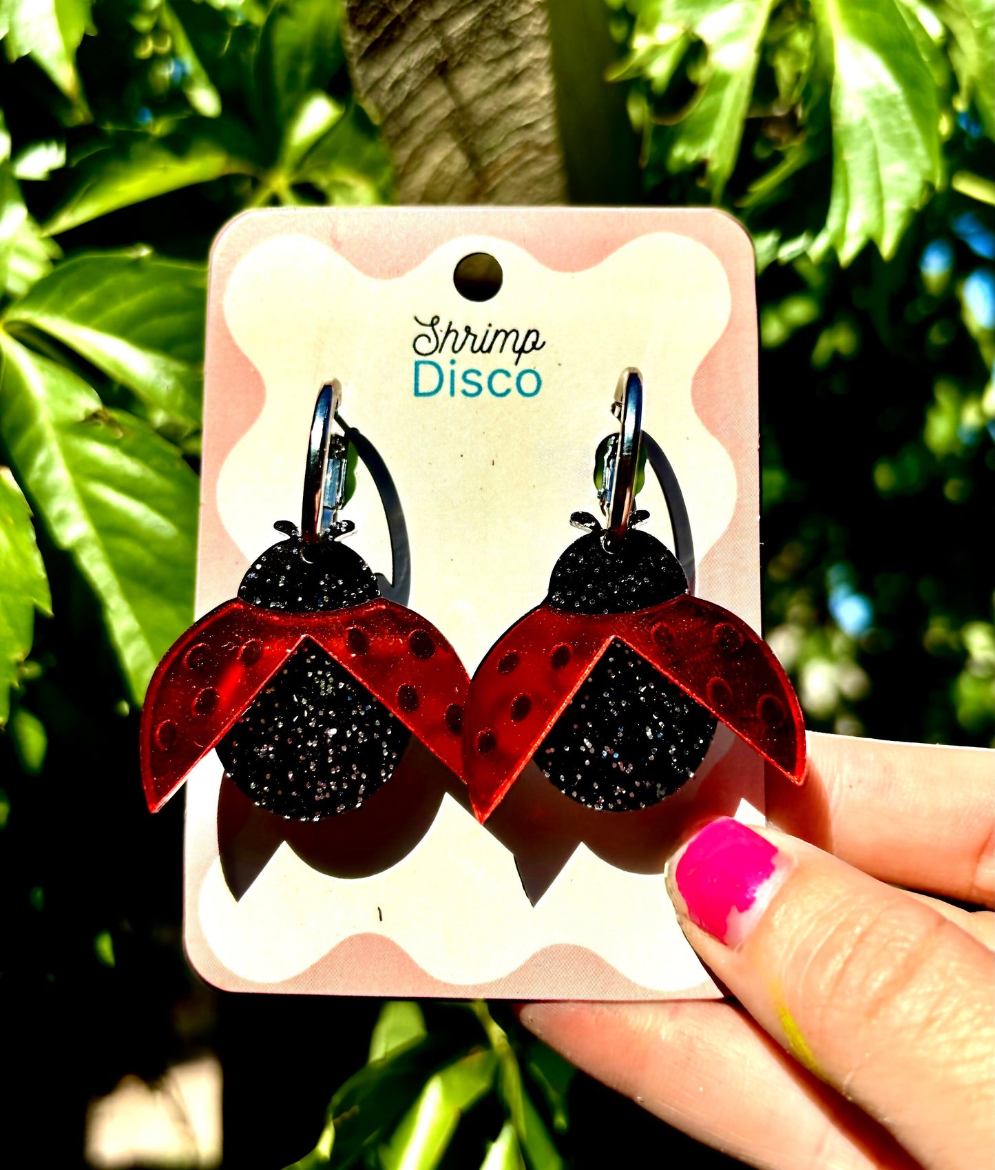 Lucky ladybug acrylic earrings