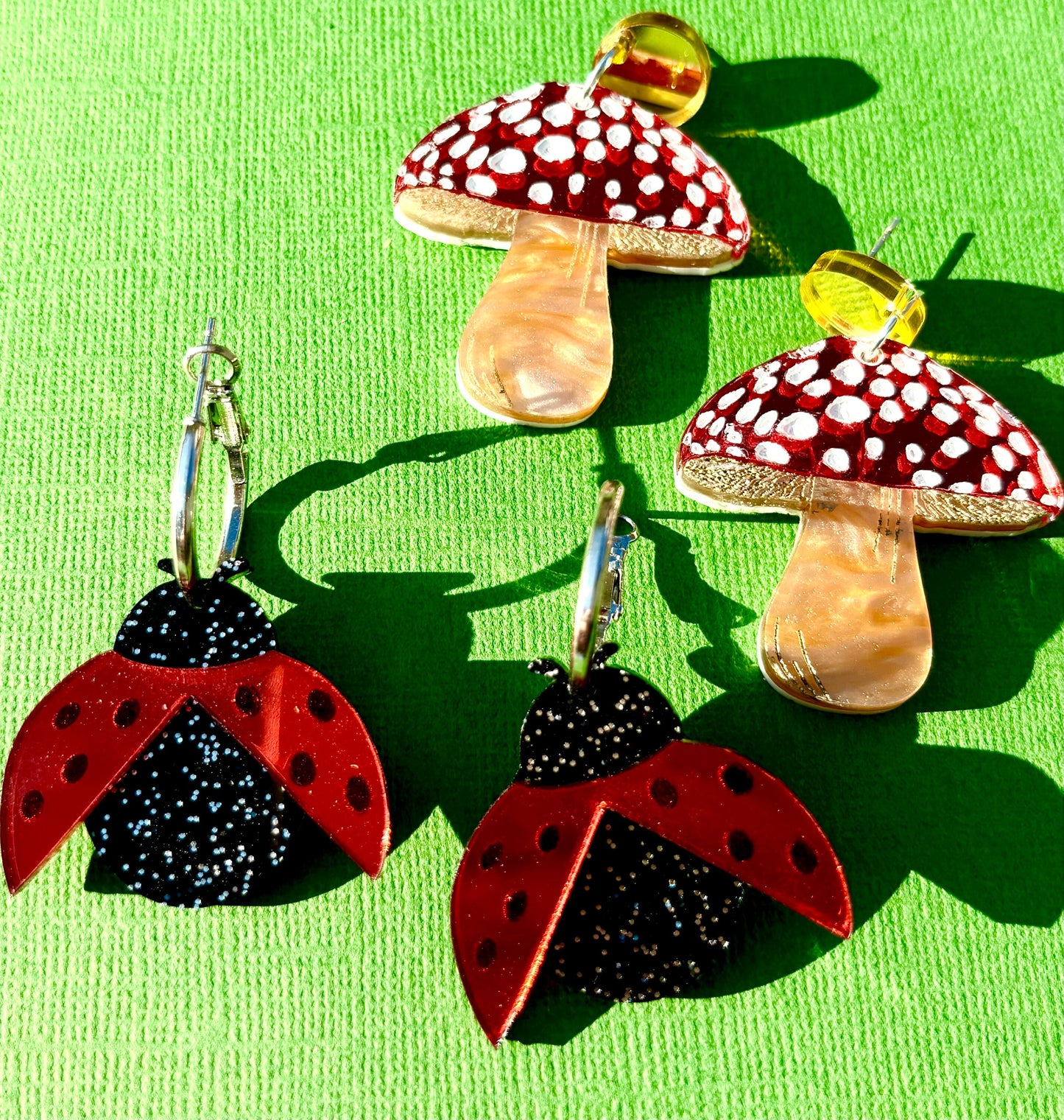 Lucky ladybug acrylic earrings