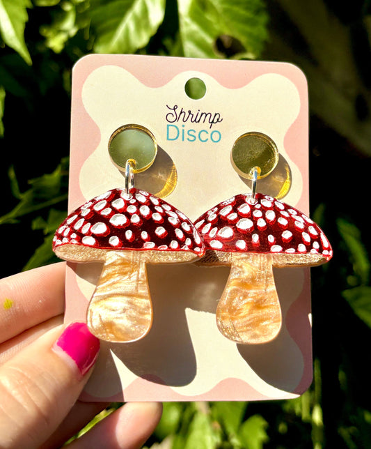 Magical fairy mushroom statement earrings