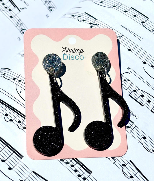 sparkly music note acrylic statement earrings