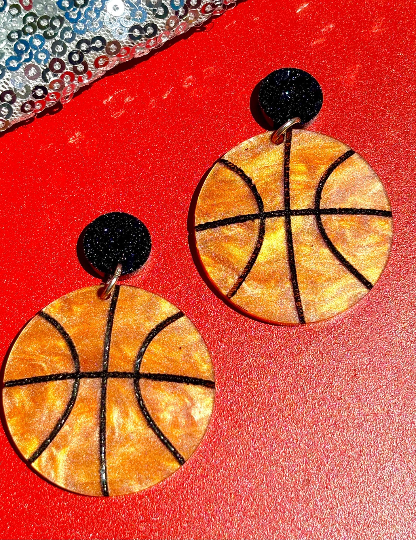 Basketball acrylic earrings