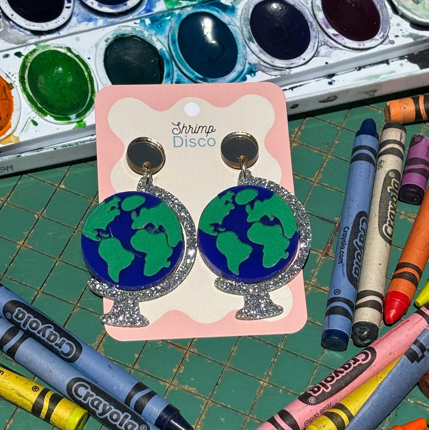 Glittery globe earrings