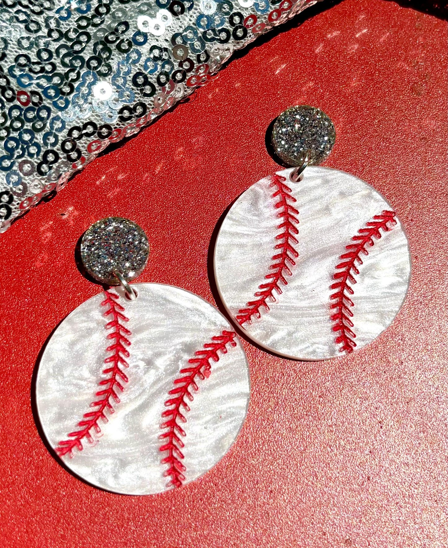 Baseball acrylic earrings