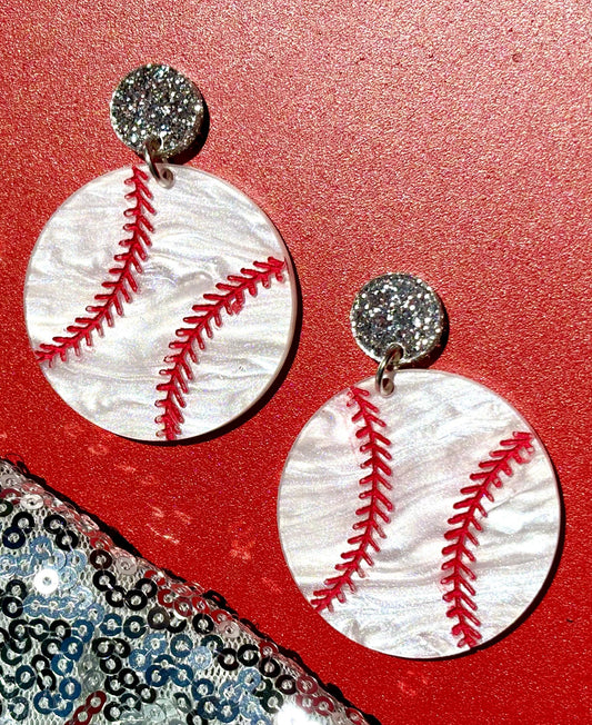 Baseball acrylic earrings