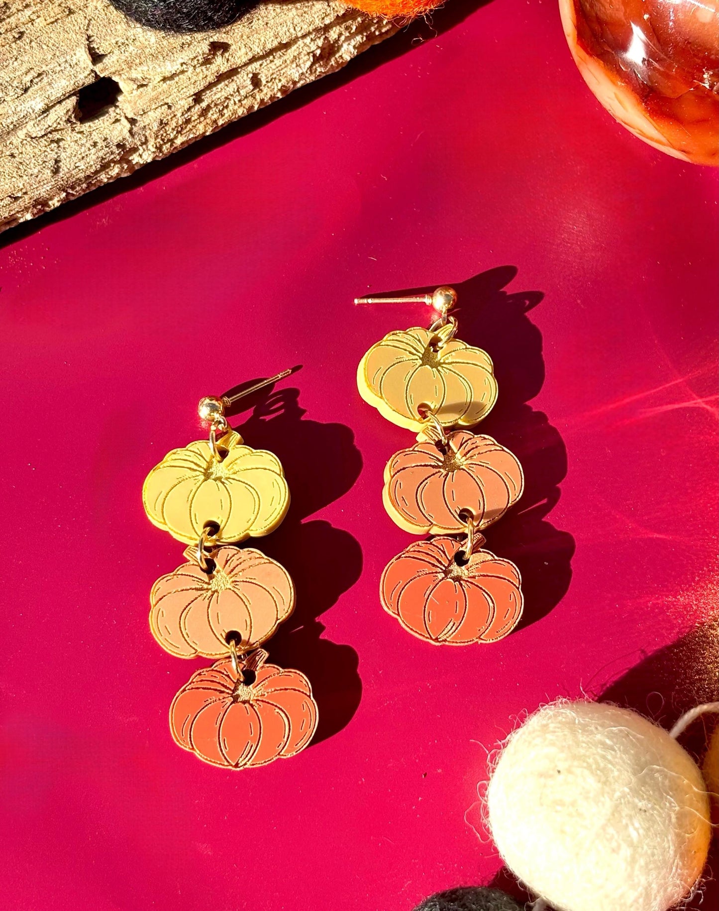 Autumn matte pumpkin minimalist earrings