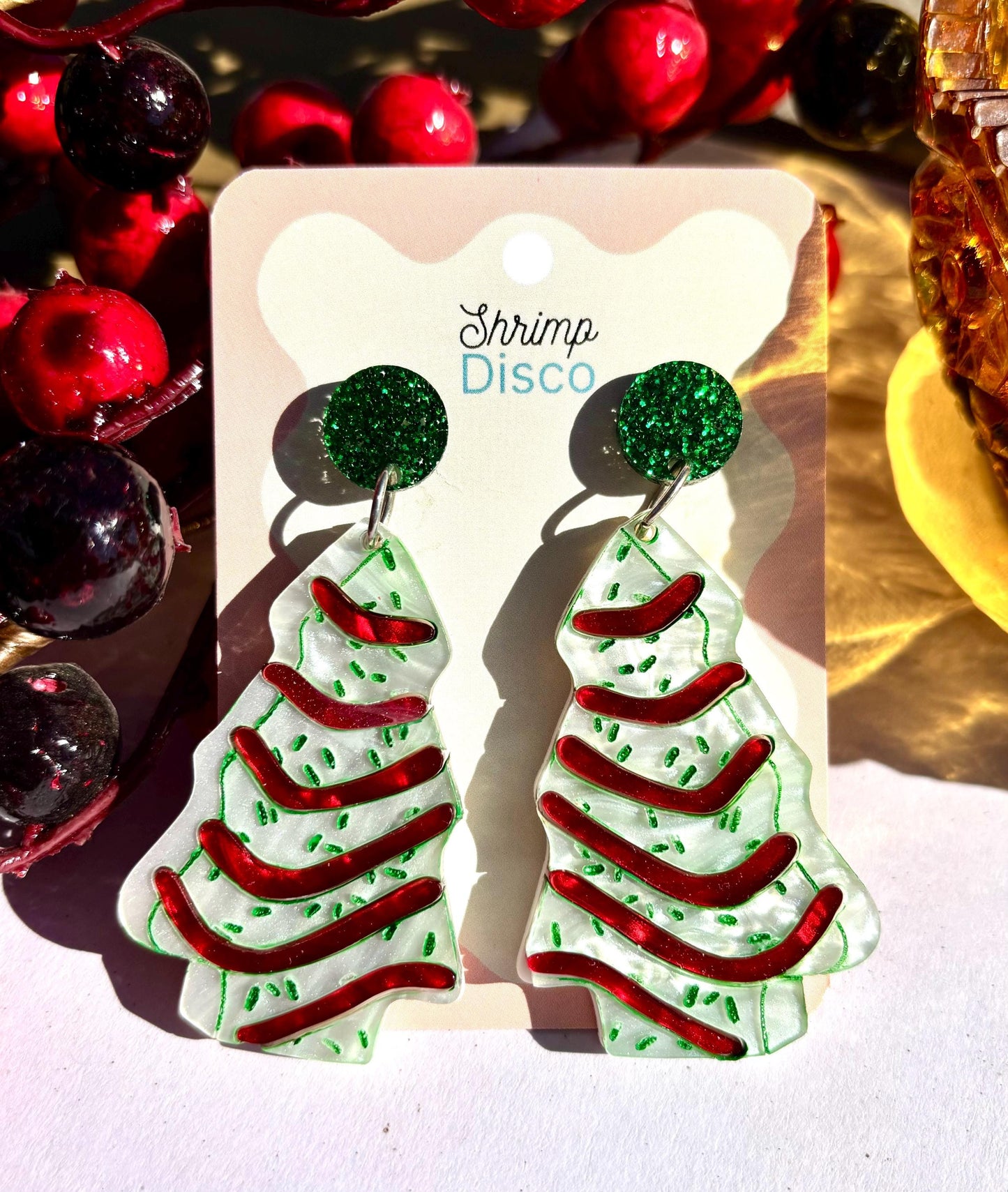 Christmas tree cake earrings