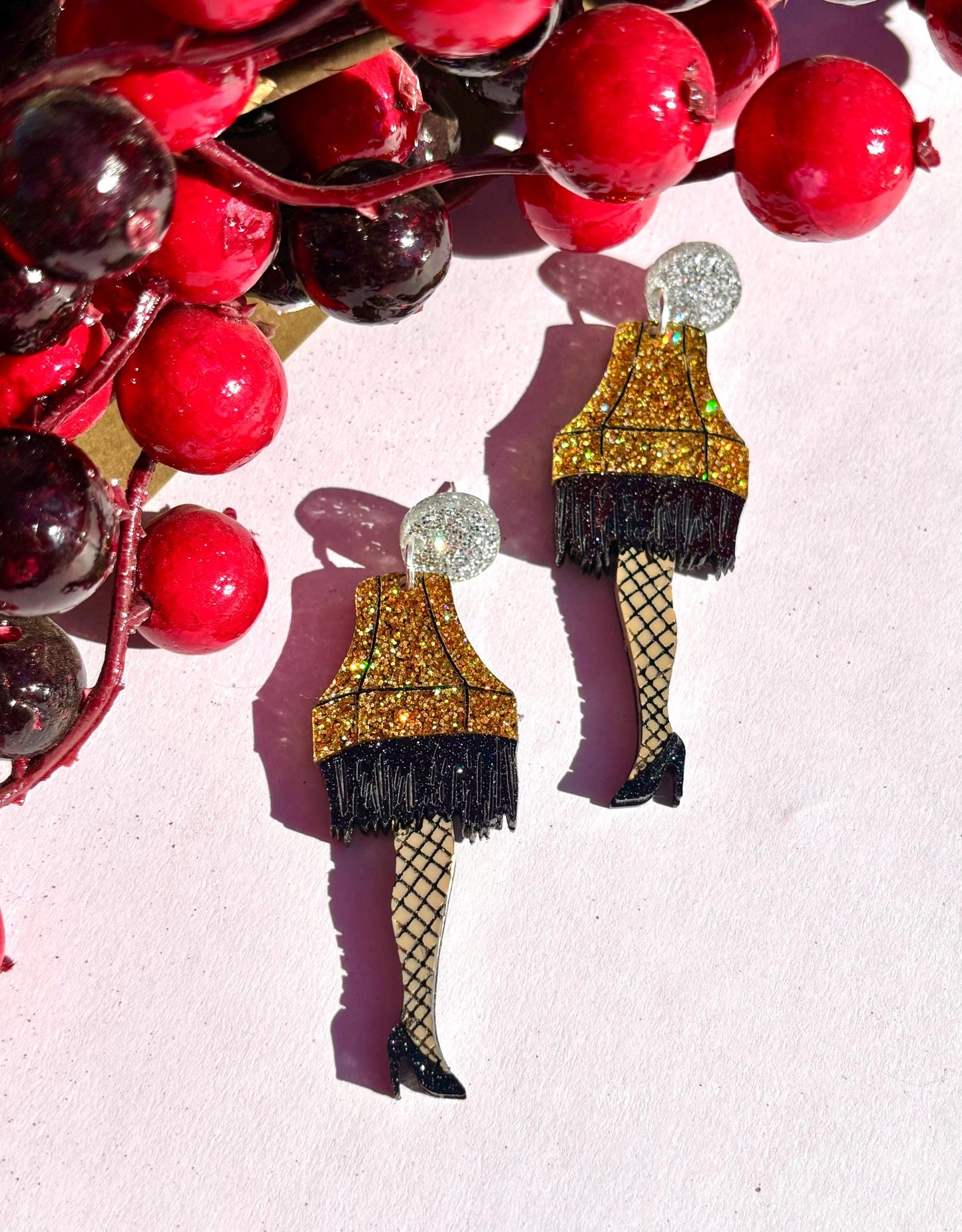 Christmas movie leg lamp acrylic earrings