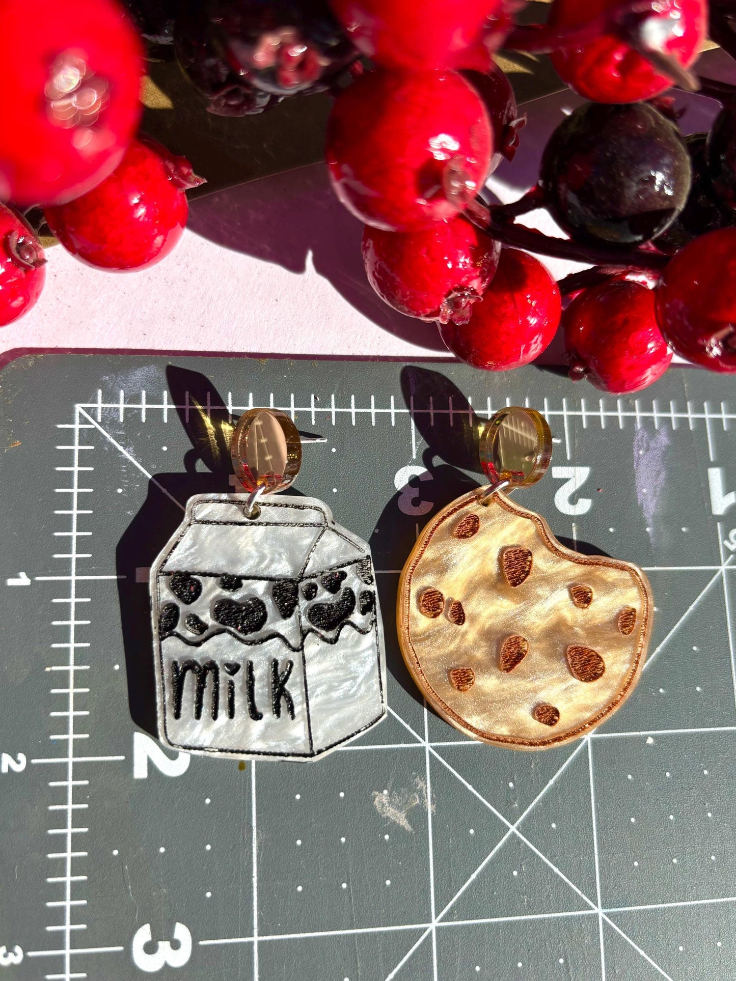 milk and cookies mismatch acrylic statement earrings