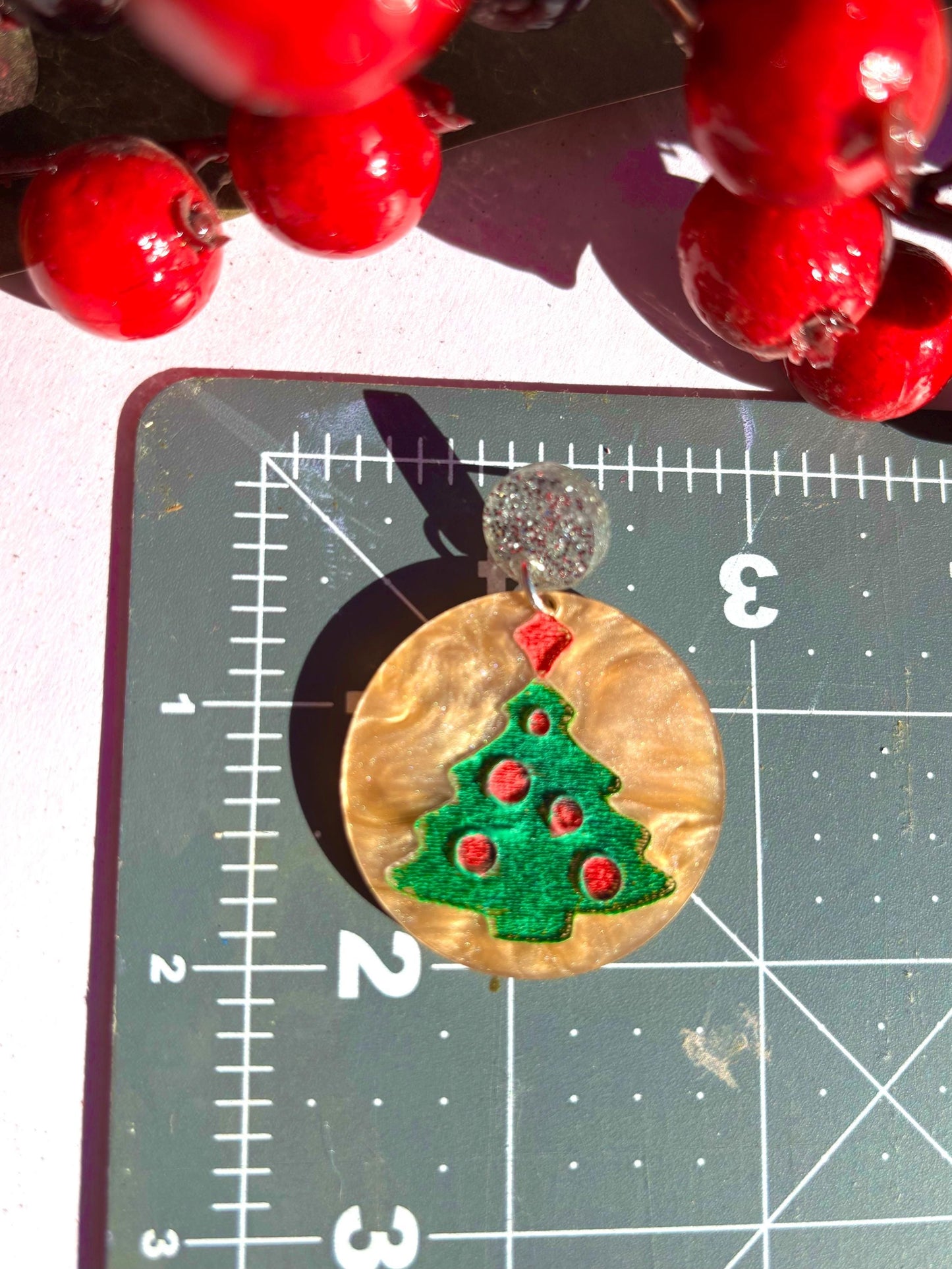 Christmas sugar cookie mismatched acrylic statement earrings