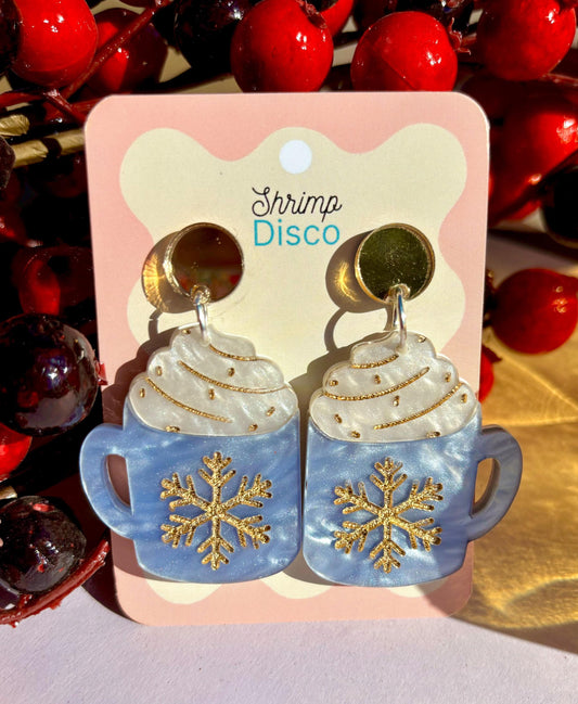 Holiday hot cocoa mug acrylic system earrings