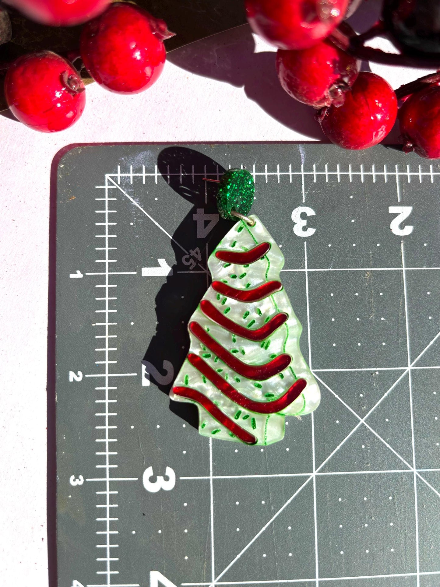 Christmas tree cake earrings