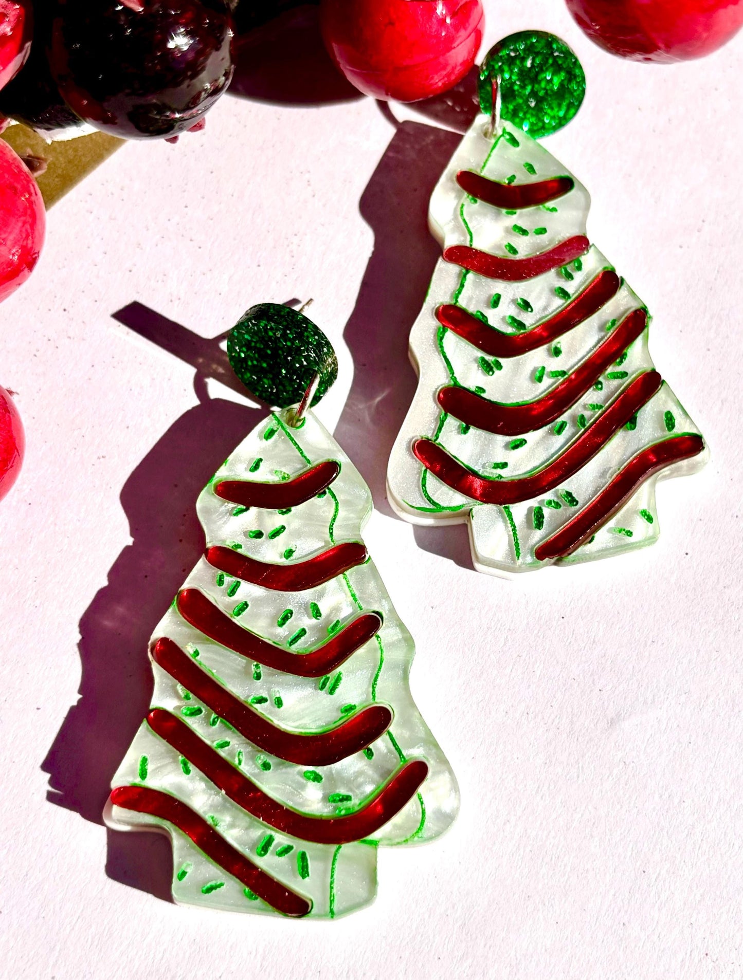 Christmas tree cake earrings