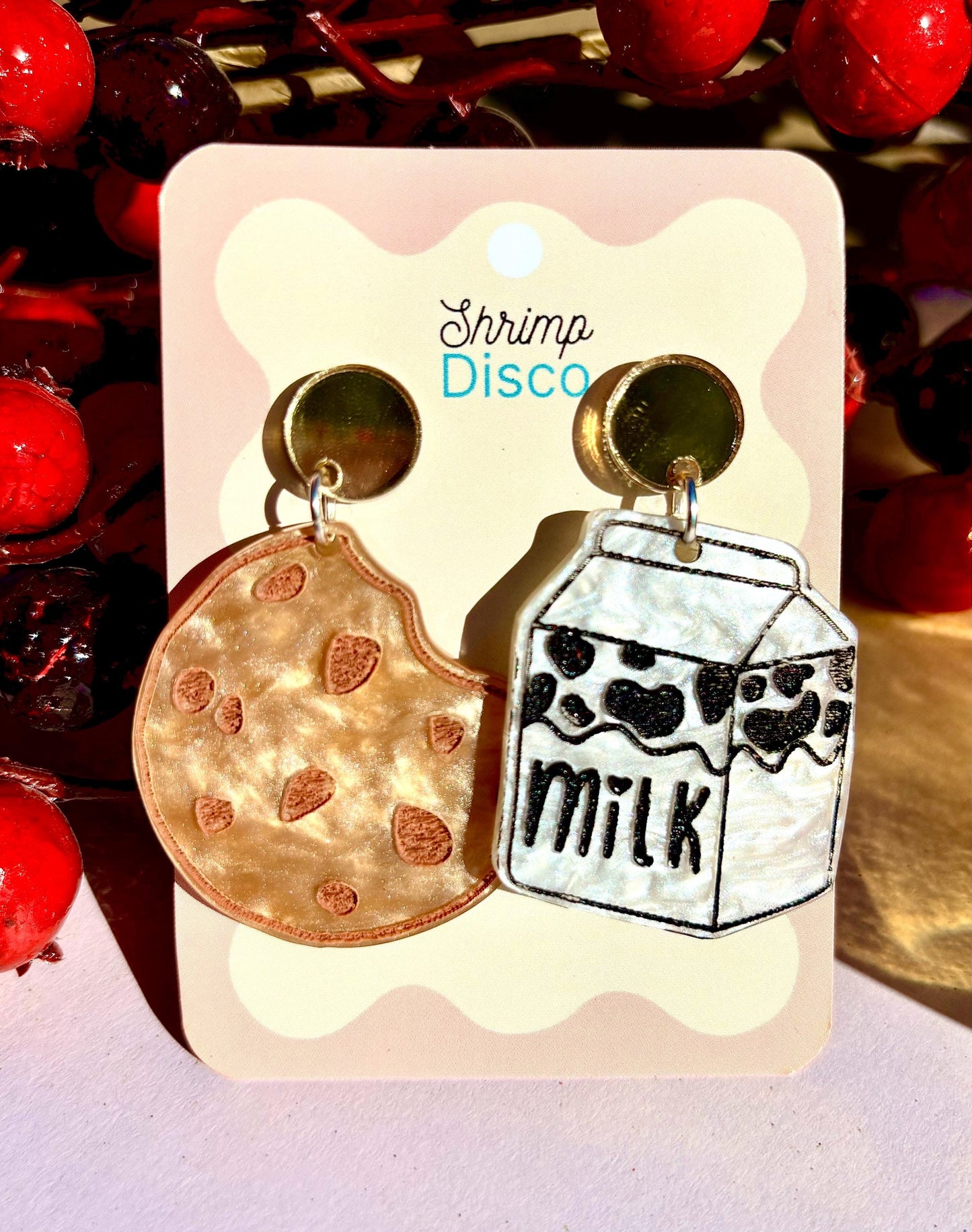 milk and cookies mismatch acrylic statement earrings