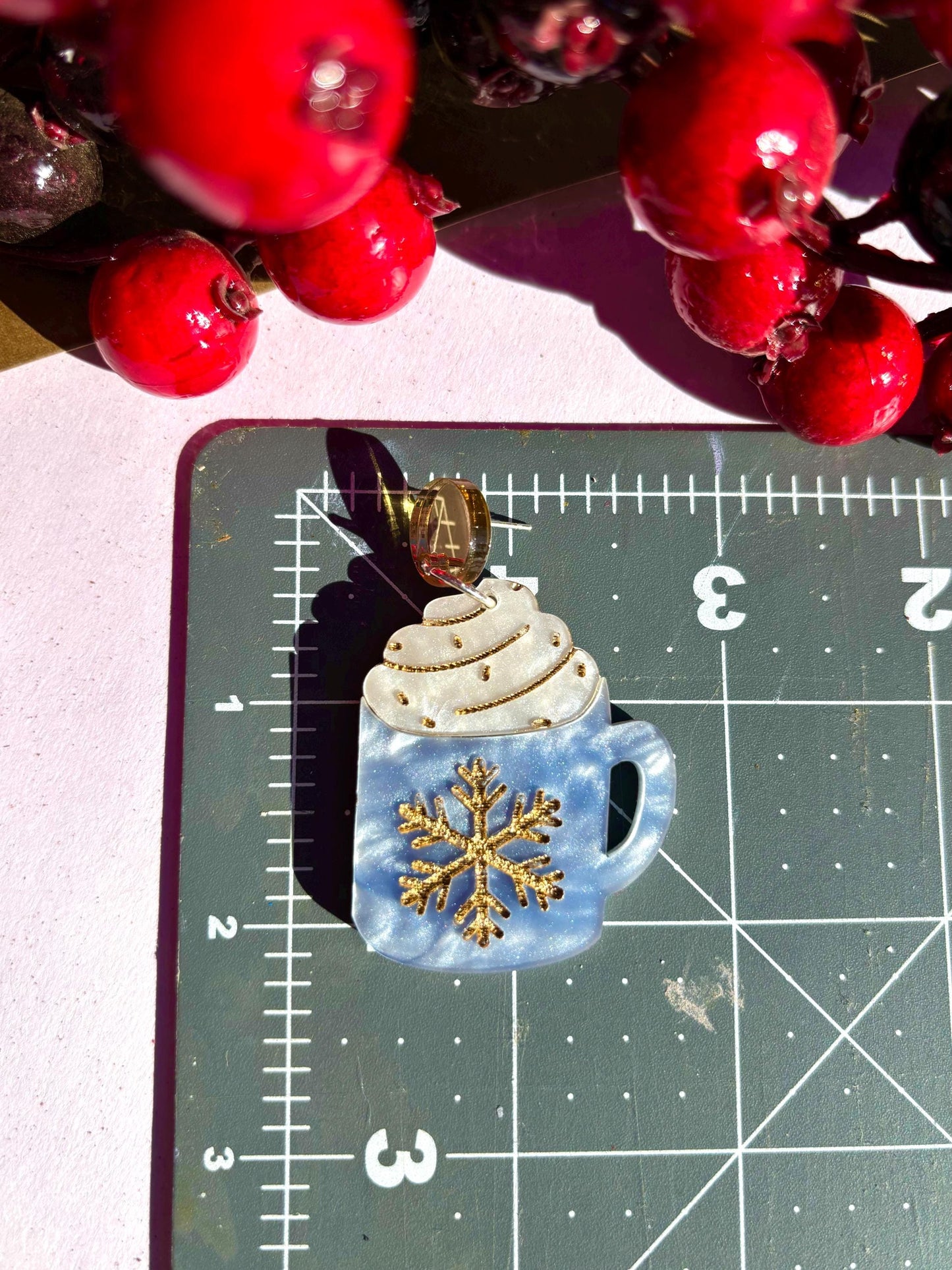 Holiday hot cocoa mug acrylic system earrings