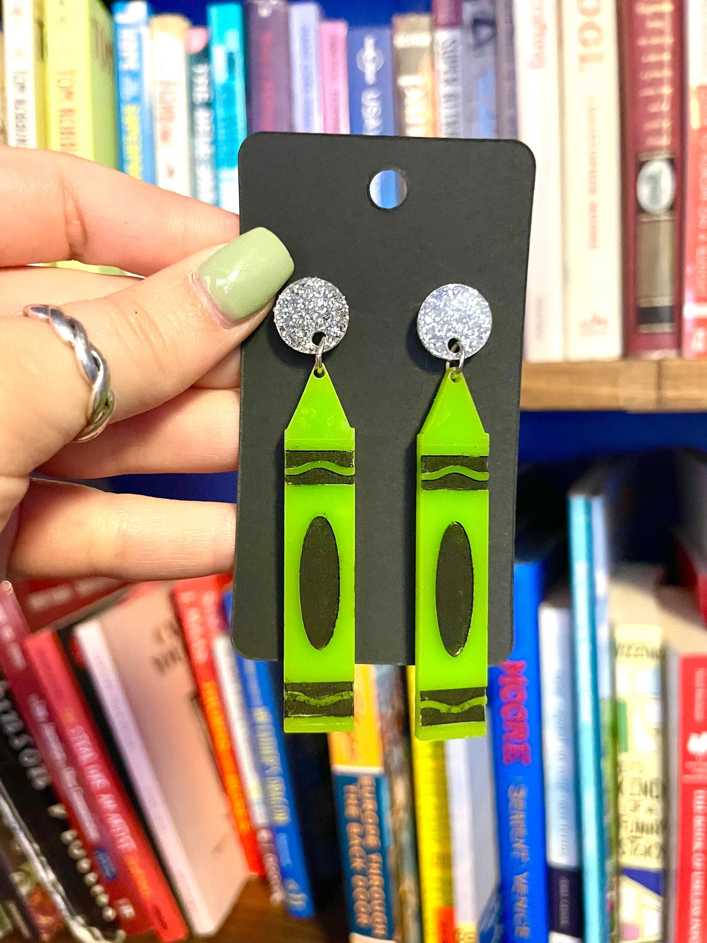 Acrylic crayon statement earrings, teacher gift, artist gift