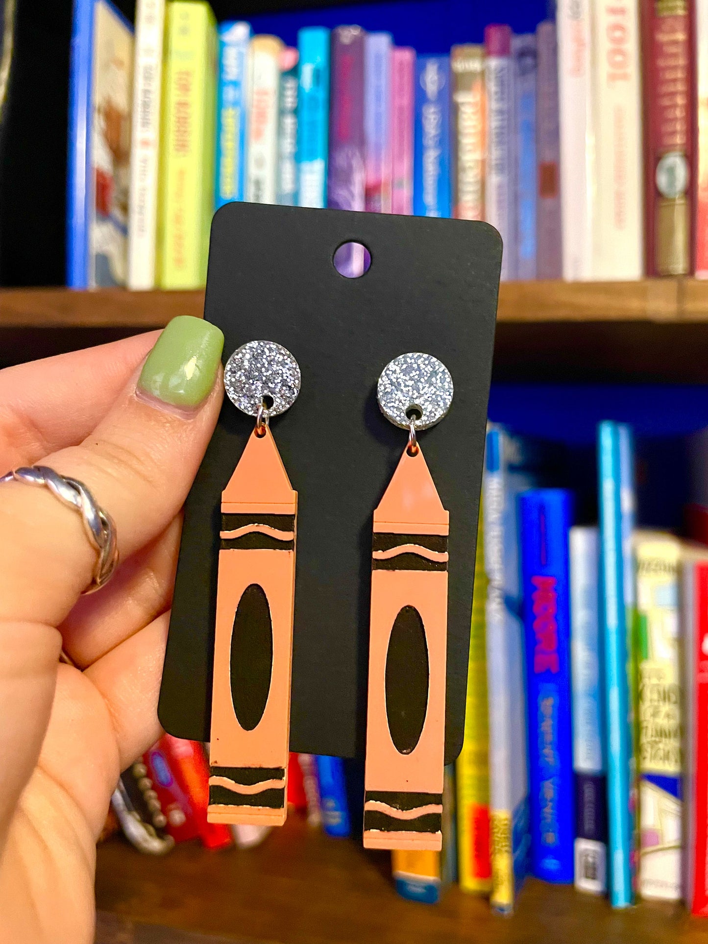 Acrylic crayon statement earrings, teacher gift, artist gift