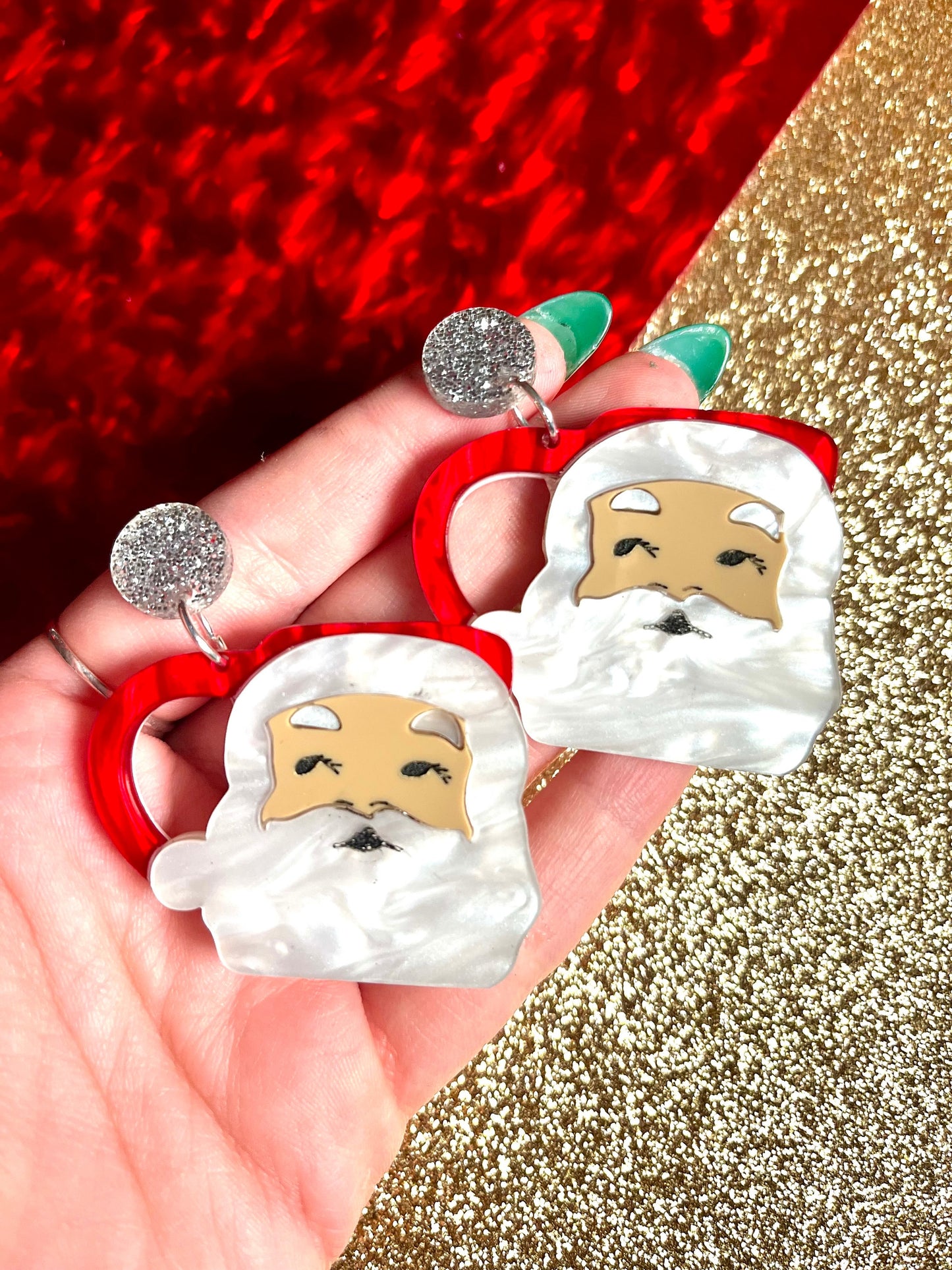 Christmas Santa mug acrylic earrings